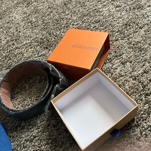 Louis Vuitton Black Belt with Orange Box